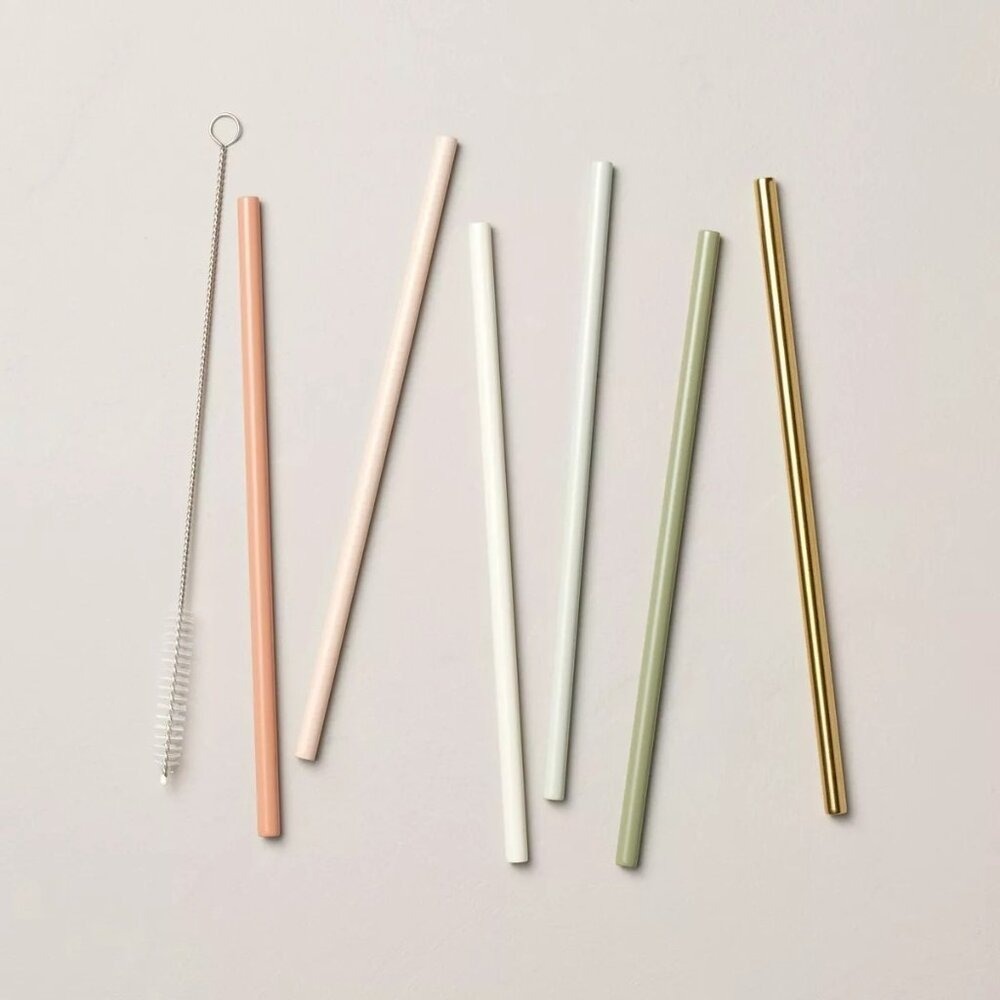8" Reusable Metal Straws Set of‎ 6 - Hearth & Hand Magnolia, Target